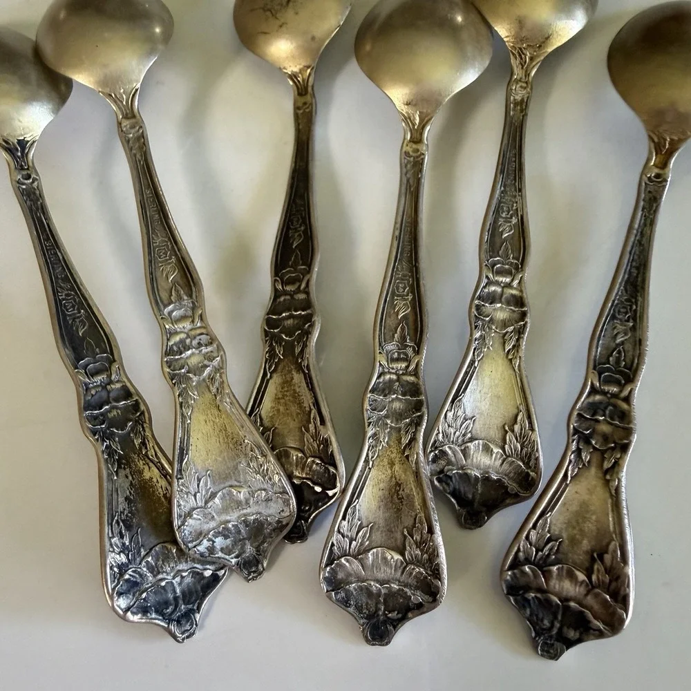 Antique Whiting Sterling Silver Louis XV Teaspoons Set of 6 No Monograms 4